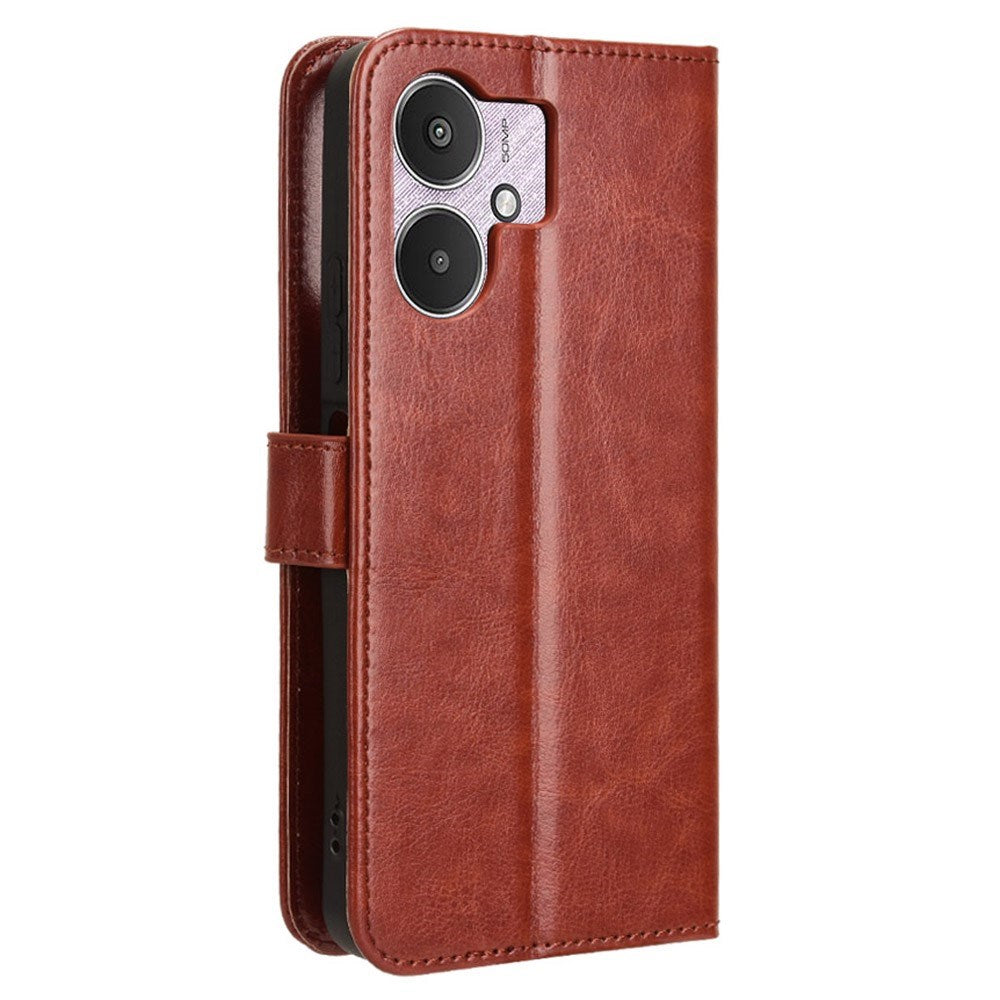 EIDERWOOD Xiaomi Redmi 13C (5G) Kunstskinn Flip Deksel m. Strop - Brun