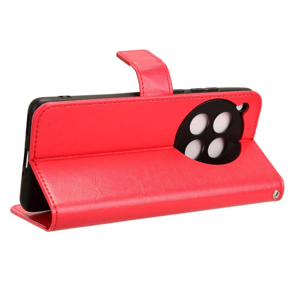 EIDERWOOD OnePlus 12R Kunst Skinn Flip Deksel med Stativ & Lommebok - Rød