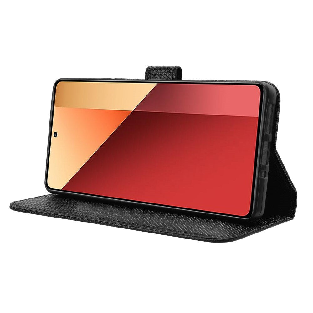 EIDERWOOD Xiaomi Redmi Note 13 Pro (4G) / Poco M6 Pro Flippdeksel med Stropp og Tekstur - Svart