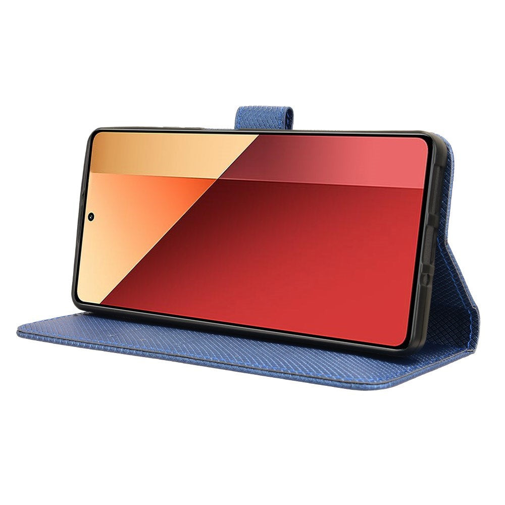 EIDERWOOD Xiaomi Redmi Note 13 Pro (4G) / Poco M6 Pro Flippdeksel med Stropp og Tekstur - Blå