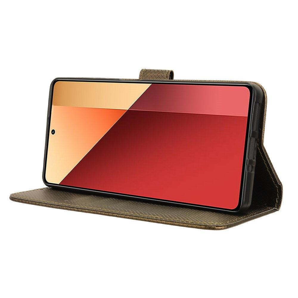 EIDERWOOD Xiaomi Redmi Note 13 Pro (4G) / Poco M6 Pro Flippdeksel med Stropp og Tekstur - Brun