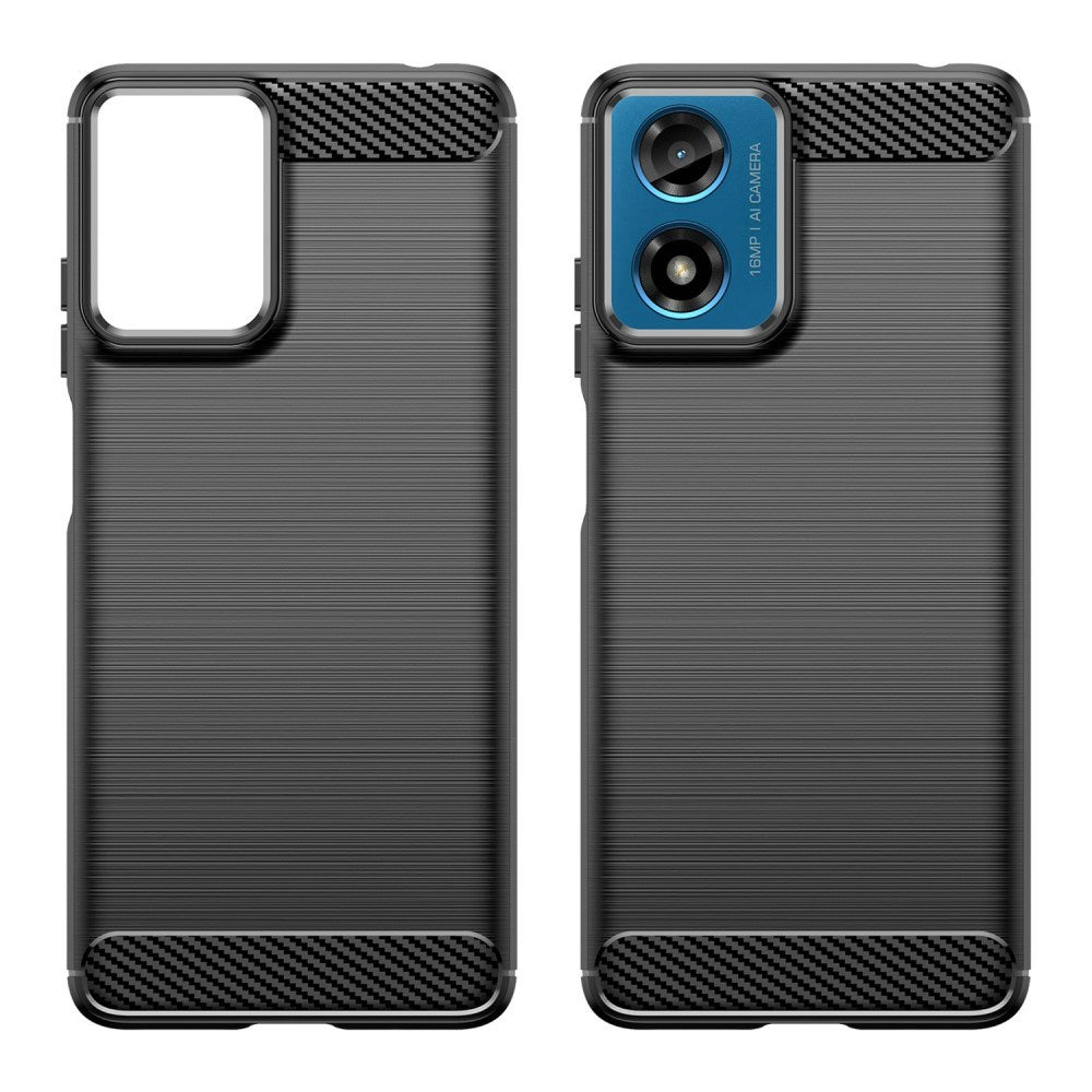 EIDERWOOD Motorola Moto E14 (4G) / G04 (4G) / G04s (4G) / G24 (4G) Brushed Carbon Fiber Fleksibelt Plast Deksel - Svart