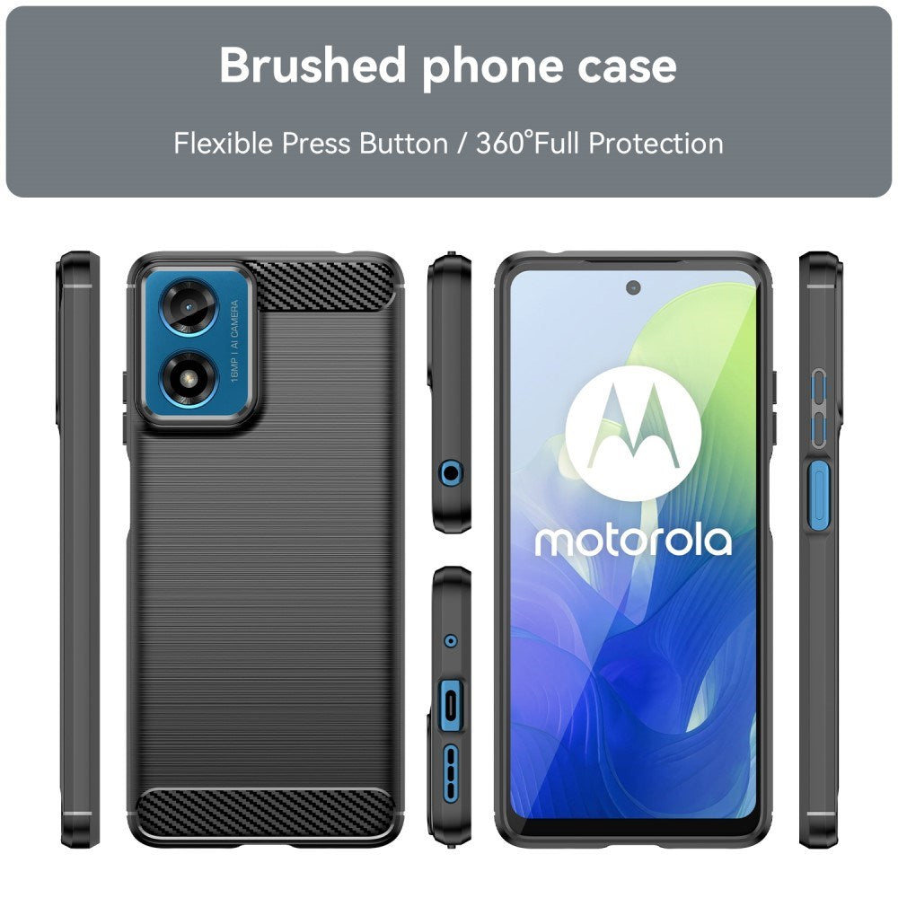 EIDERWOOD Motorola Moto E14 (4G) / G04 (4G) / G04s (4G) / G24 (4G) Brushed Carbon Fiber Fleksibelt Plast Deksel - Svart
