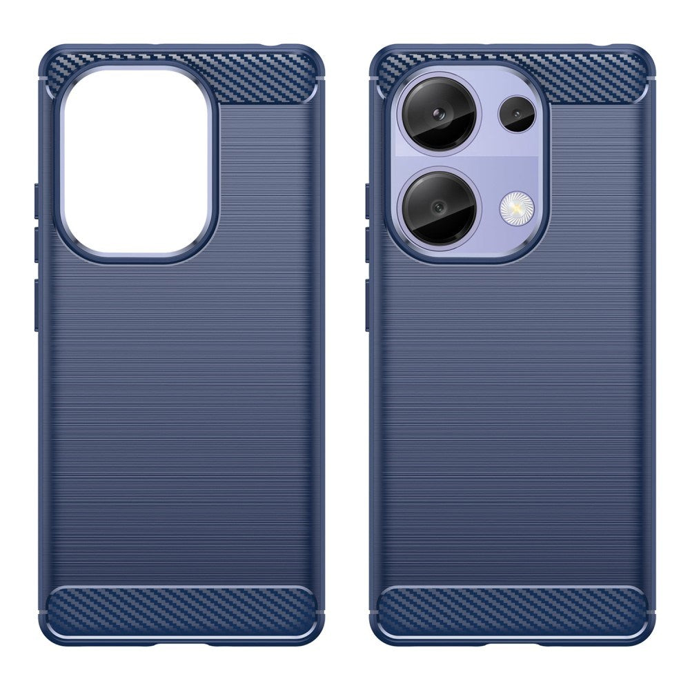 Xiaomi Redmi Note 13 Pro (4G) / Poco M6 Pro Brushed Carbon Fiber Fleksibelt Plast Deksel - Blå