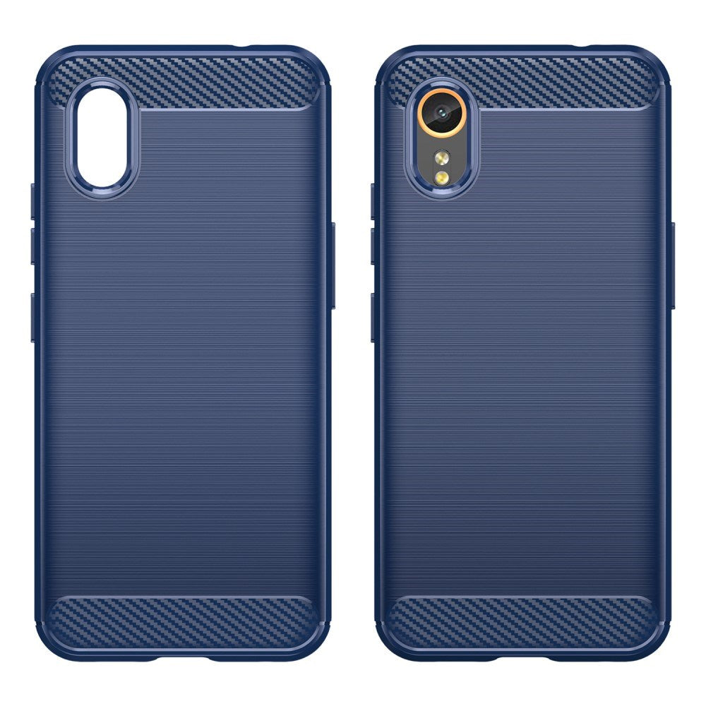 EIDERWOOD Samsung Galaxy Xcover 7 Brushed Carbon Fiber Fleksibelt Plast Deksel - Blå