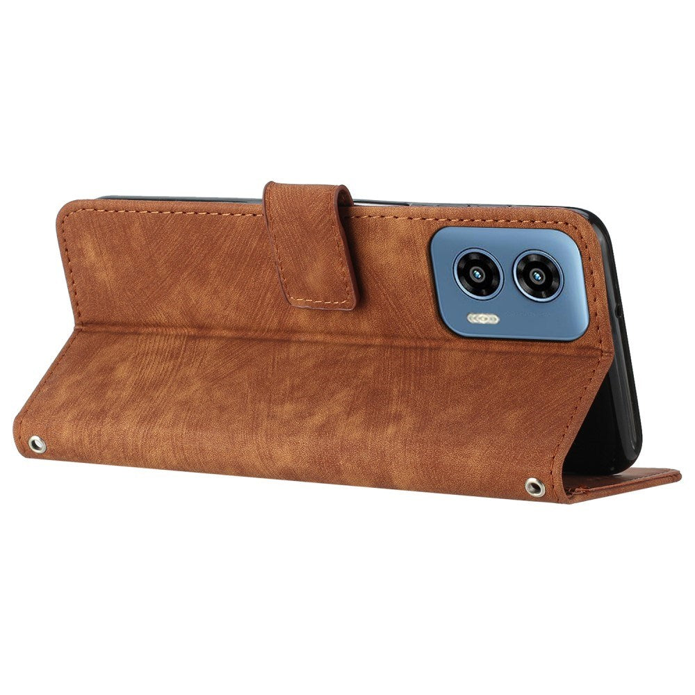 EIDERWOOD Motorola Moto G Play 5G (2024) Flippdeksel i Skinn med Lommebok og Stropp - Brun