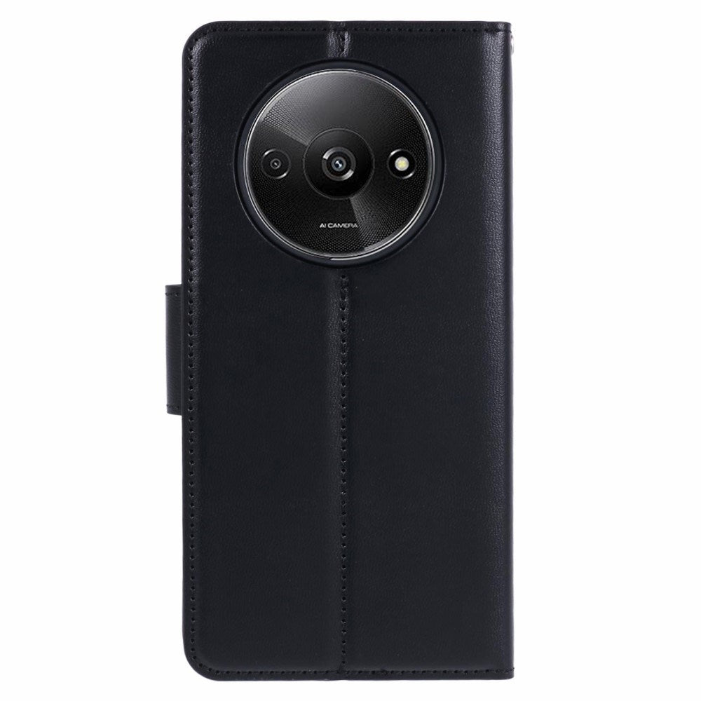 Xiaomi Redmi A3 Kunstskinn Flip Deksel med Lommebok & Stativfunksjon - Svart