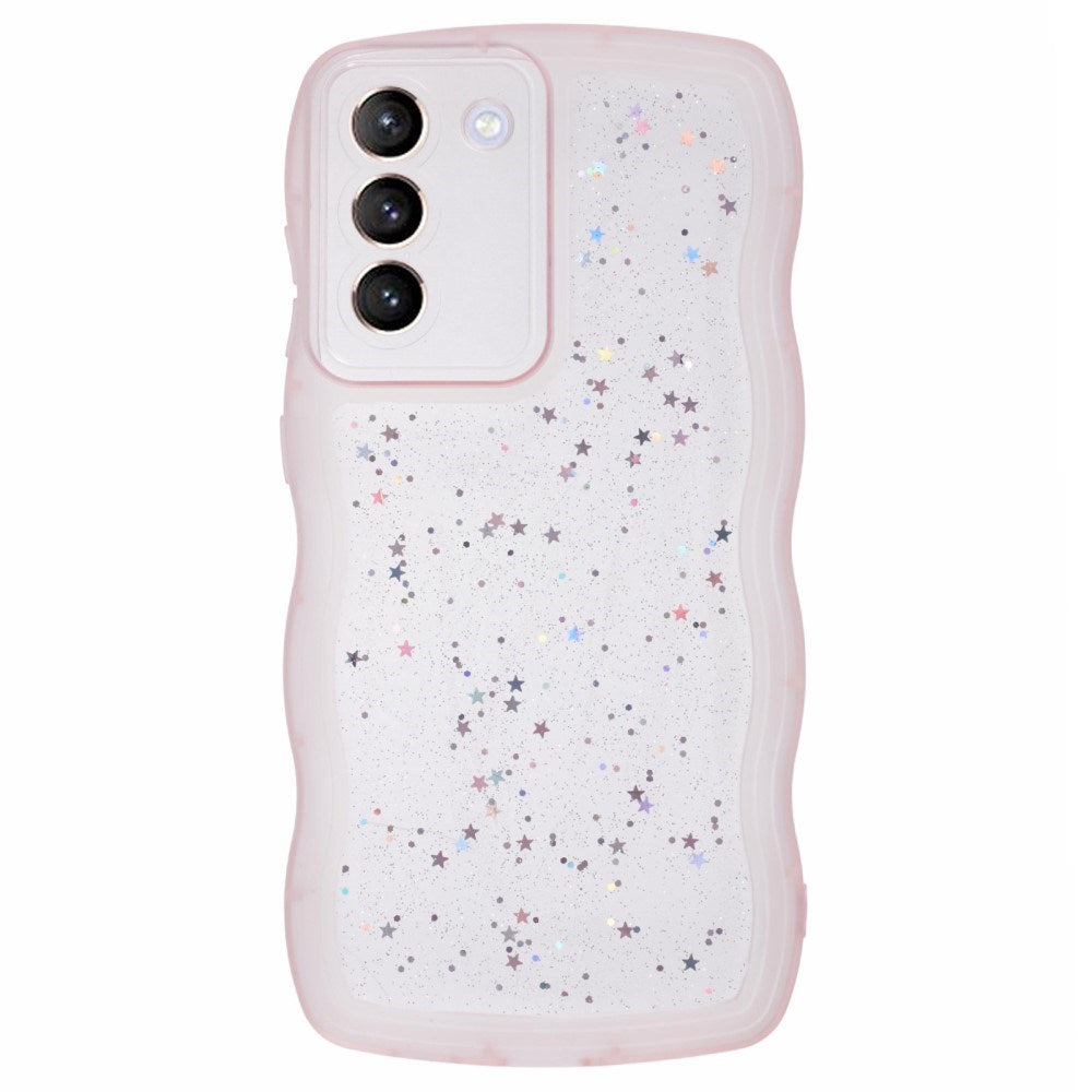 EIDERWOOD Samsung Galaxy S22+ (Plus) Fleksibelt Plast Wavy Deksel med Glitter - Gjennomsiktig / Rosa