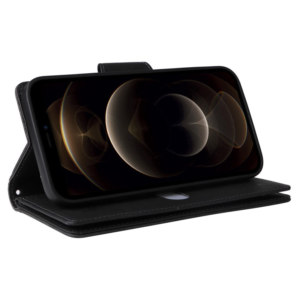 EIDERWOOD iPhone 12 Pro Max Flip Deksel med Kortholder & Glidelåslomme - Svart