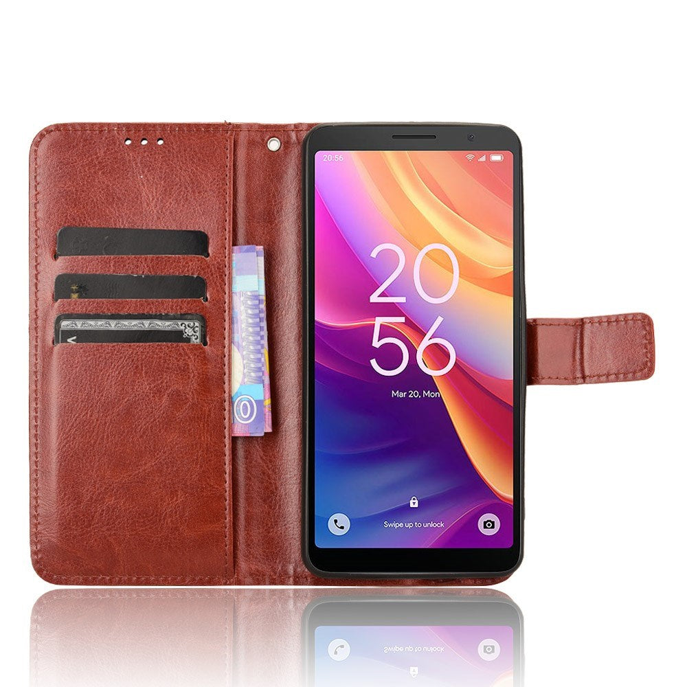 EIDERWOOD TCL 501 Kunst Skinn Flip Deksel med Stativ & Lommebok - Brun