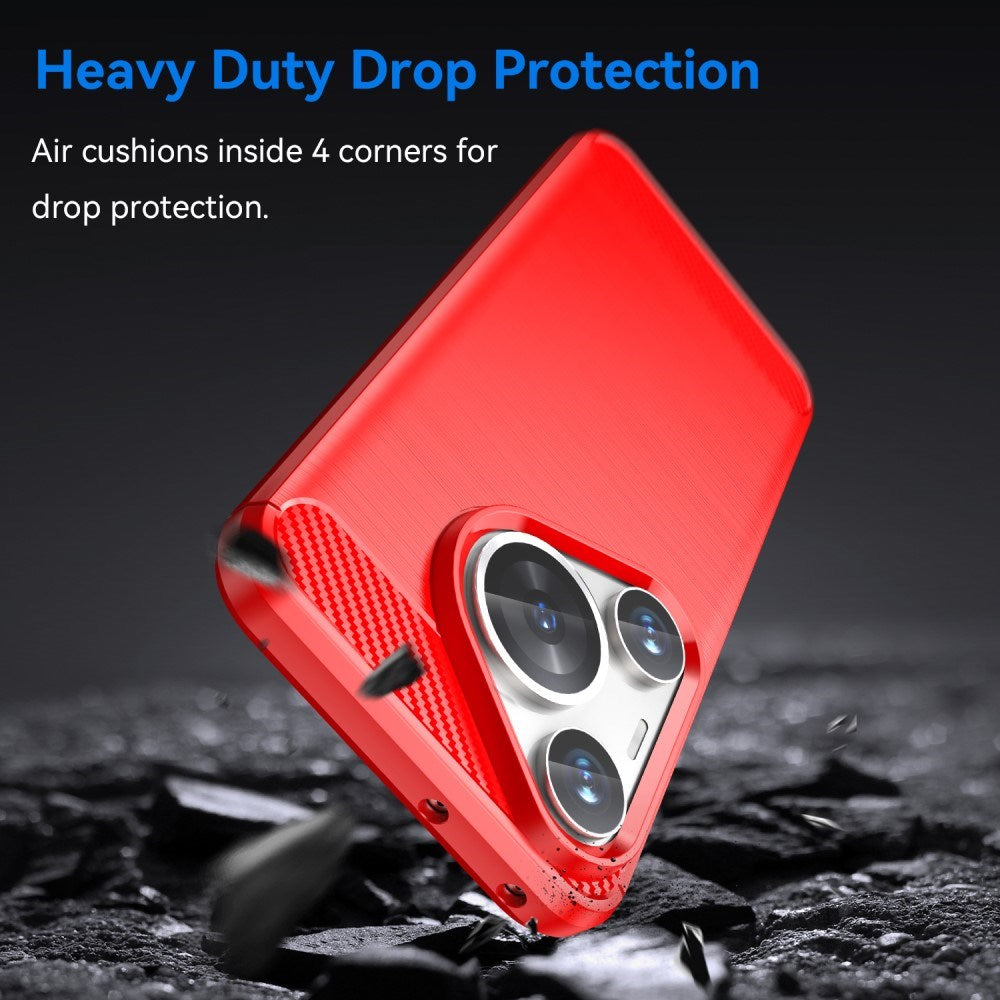 EIDERWOOD Huawei Pura 70 Pro / 70 Pro+ (Plus) Brushed Carbon Deksel - Rød