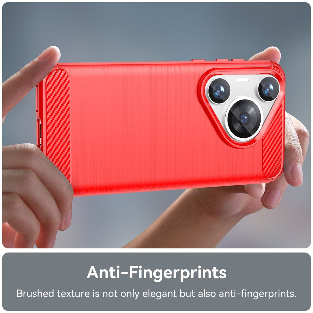EIDERWOOD Huawei Pura 70 Pro / 70 Pro+ (Plus) Brushed Carbon Deksel - Rød