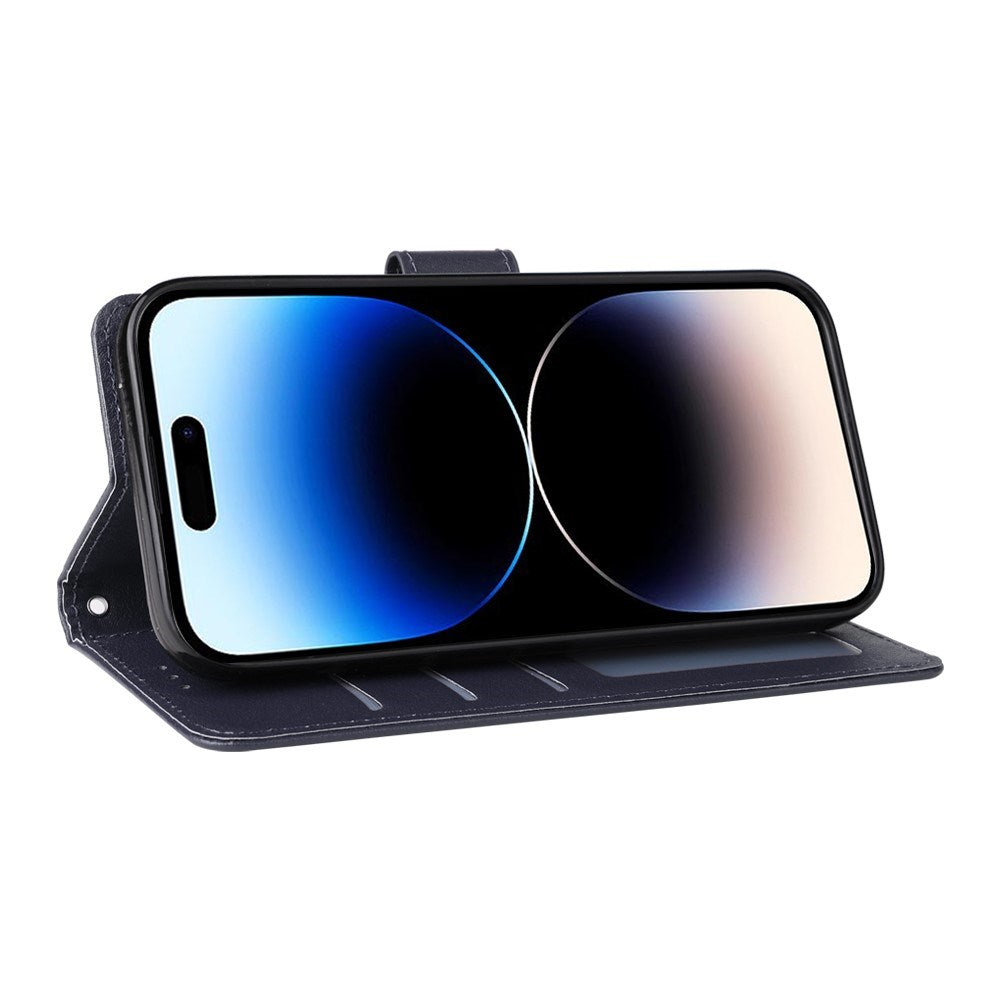 EIDERWOOD iPhone 14 Pro Max Kunstskinn Flip Deksel m. Stropp - Blå