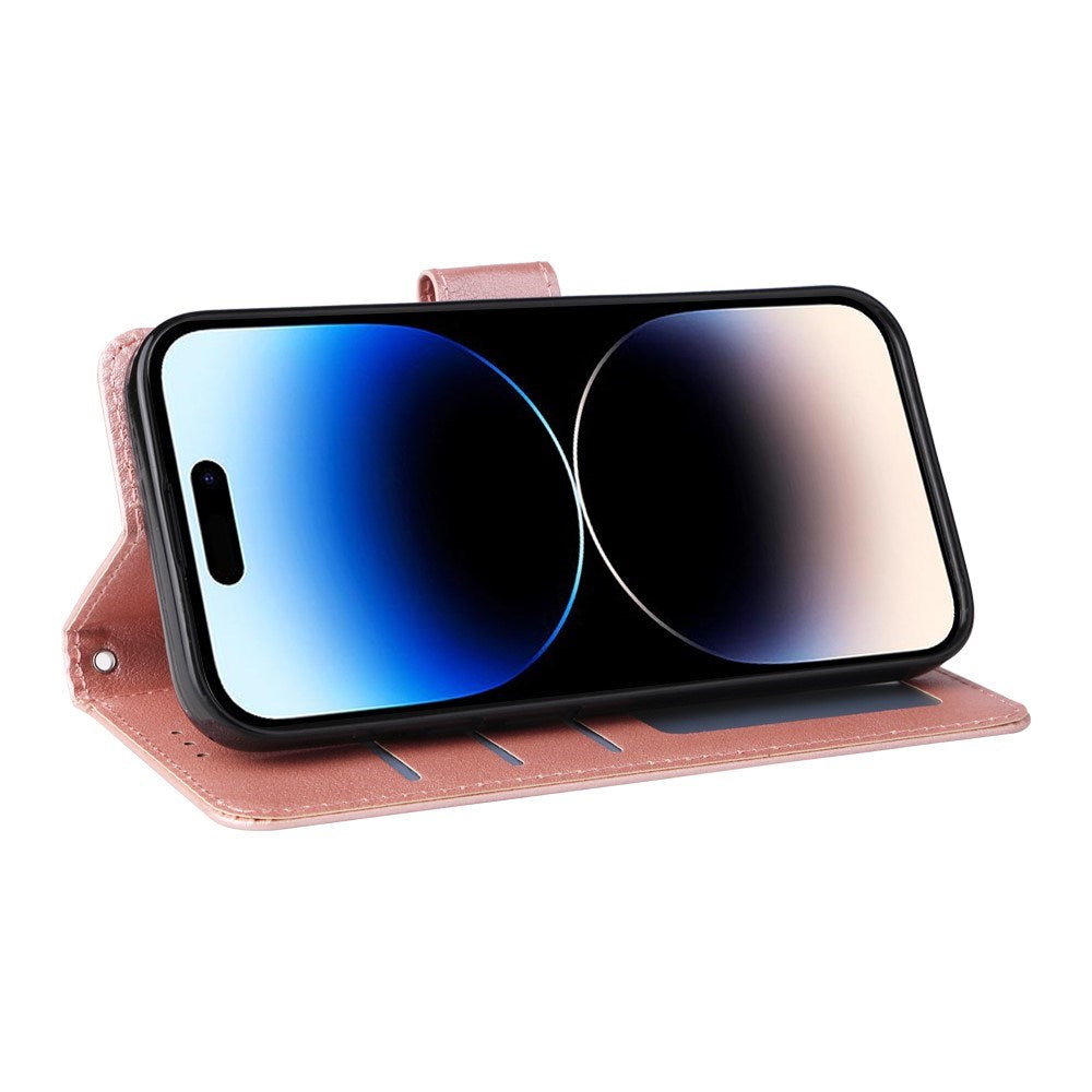 EIDERWOOD iPhone 14 Pro Max Kunstskinn Flip Deksel m. Stropp - Rose Gold