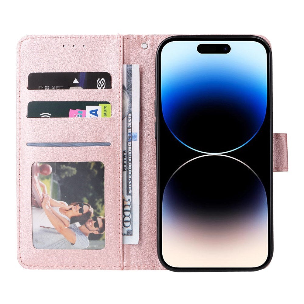 EIDERWOOD iPhone 14 Pro Max Kunstskinn Flip Deksel m. Stropp - Rose Gold