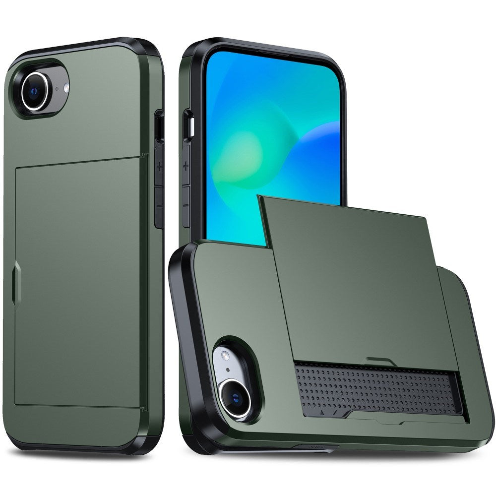 EIDERWOOD iPhone 16e Multifunksjonelt Bakdeksel med Kortholder - Mørkegrønn