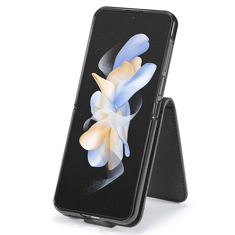 EIDERWOOD Samsung Galaxy Z Flip7 FE / Flip6 Kunstskinn Flip Deksel m. Kortholder & Ståfunksjon - Svart