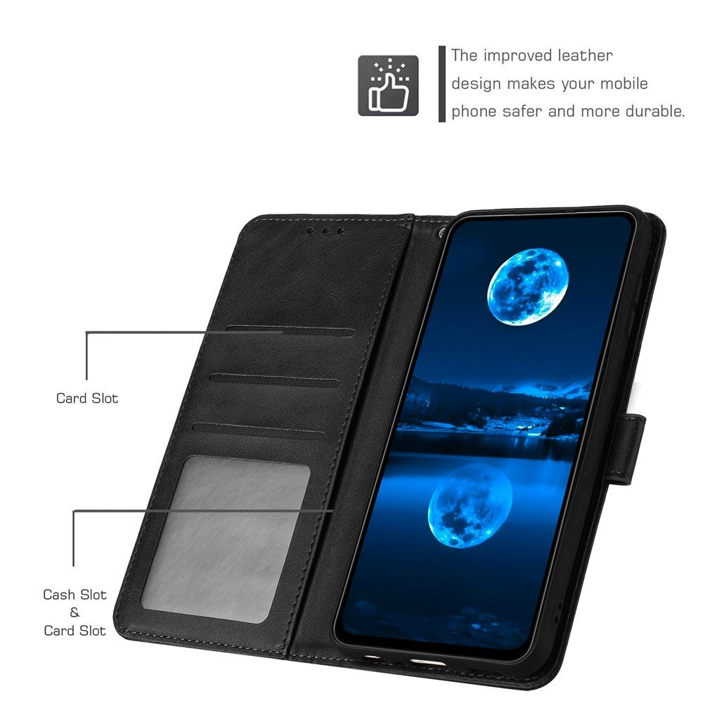 OPPO A77 (5G) / A57 / A57s EIDERWOOD Kunstskinn Flip Deksel m. Stropp - Svart