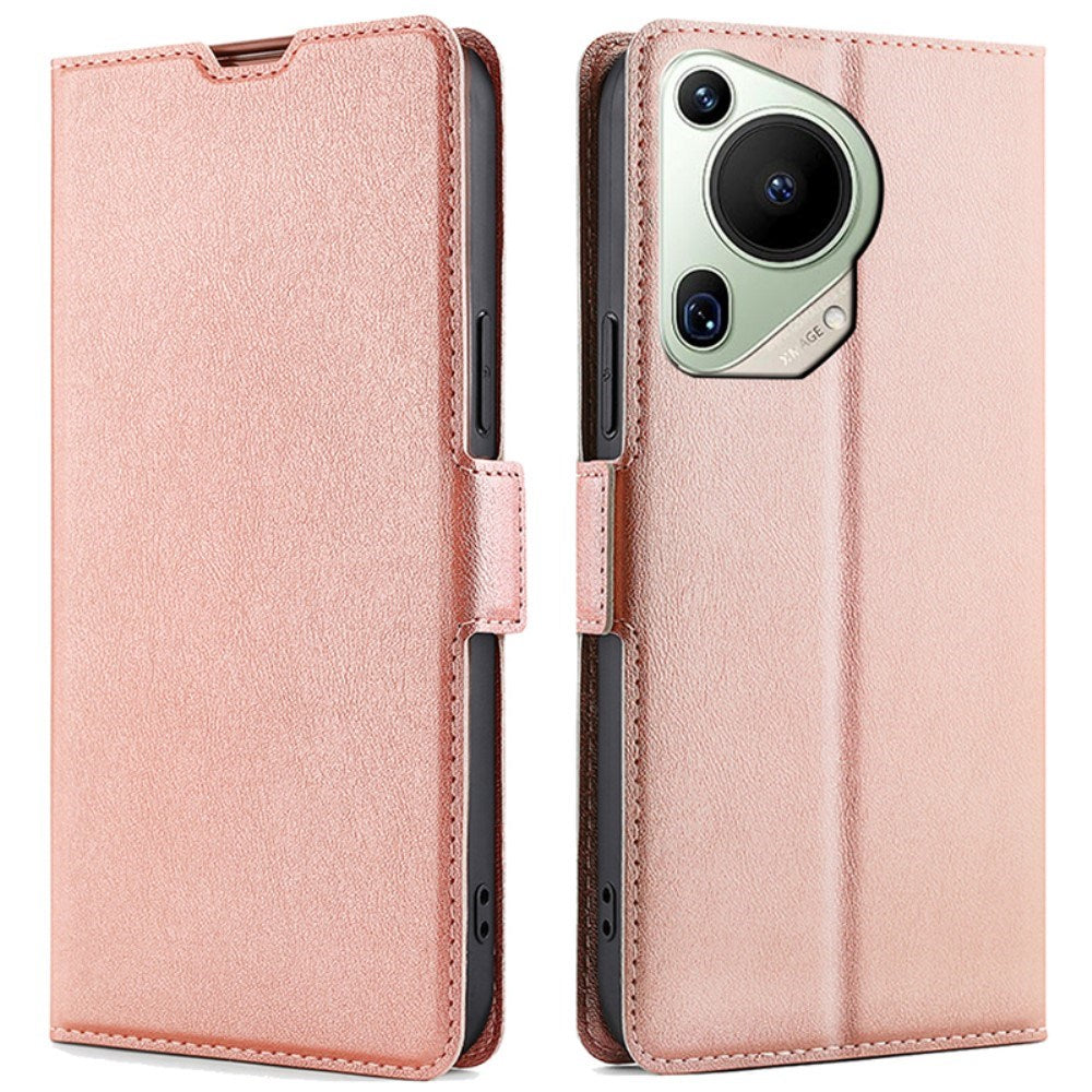 EIDERWOOD Huawei Pura 70 Ultra Flip Deksel i Kunstskinn med Kortholder og Ståfunksjon - Rose Gold