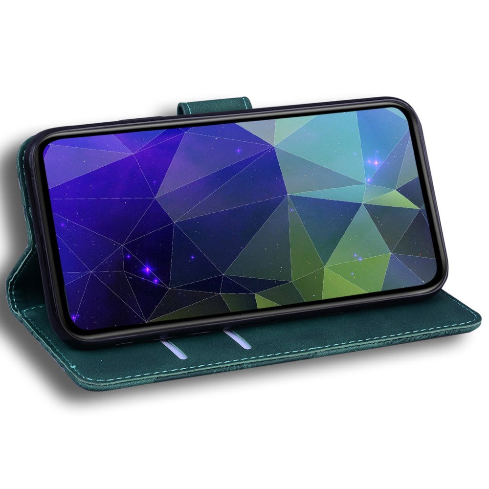 EIDERWOOD iPhone 16e Kunst Skinn Flip Deksel m. Stativ & Pung - Mørkegrønn