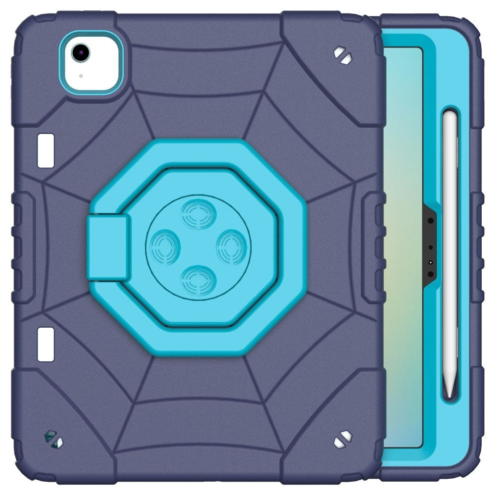 EIDERWOOD iPad Air 11" (2025 / 2024) Barnedeksel m. Stativ & Håndtak - Mørkeblå