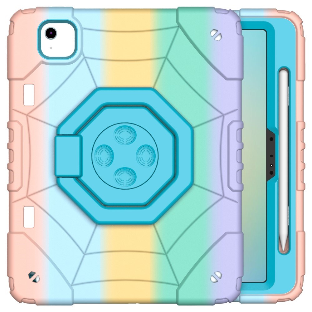 EIDERWOOD iPad Air 11" (2025 / 2024) Barnedeksel m. Stativ & Håndtak - Regnbue
