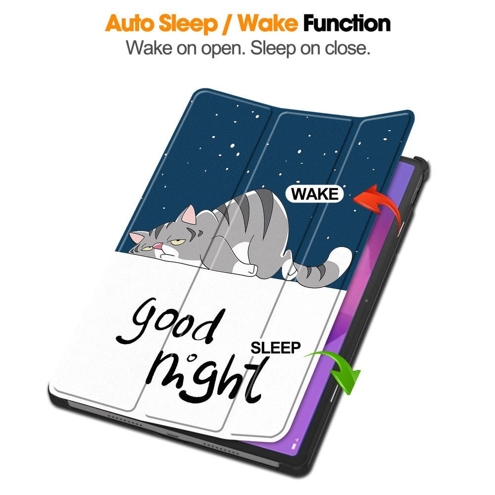 EIDERWOOD Lenovo IdeaTab Pro Tri-Fold Kunstskinn Flip Deksel m. Mønster - Katt