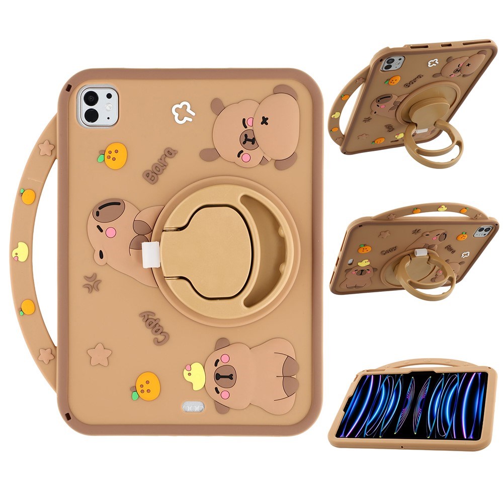 iPad Air 11" (2026 / 2025/ 2024) / Pro 11" (2025 / 2024 / 2022 / 2021 / 2020 / 2018) / Air (2022 / 2020) EIDERWOOD Silikon Deksel m. Roterende Kickstand - Capybara