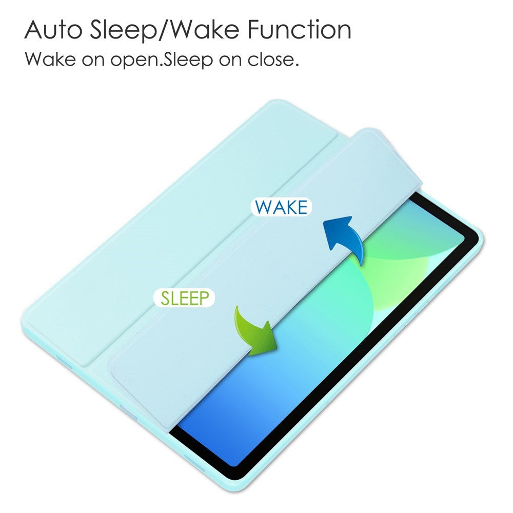 EIDERWOOD Samsung Galaxy Tab S10 Lite / S10 FE / S9 FE Flip Deksel - Stativfunksjon & Styluspennholder - Gjennomsiktig / Lys Blå