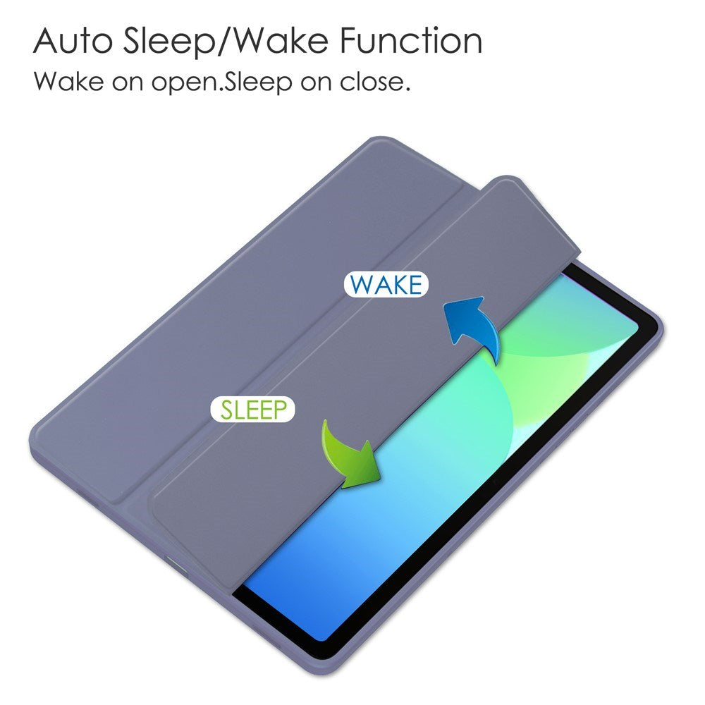 EIDERWOOD Samsung Galaxy Tab S10 Lite / S10 FE / S9 FE Flip Deksel - Stativfunksjon & Styluspennholder - Gjennomsiktig / Grå Lilla