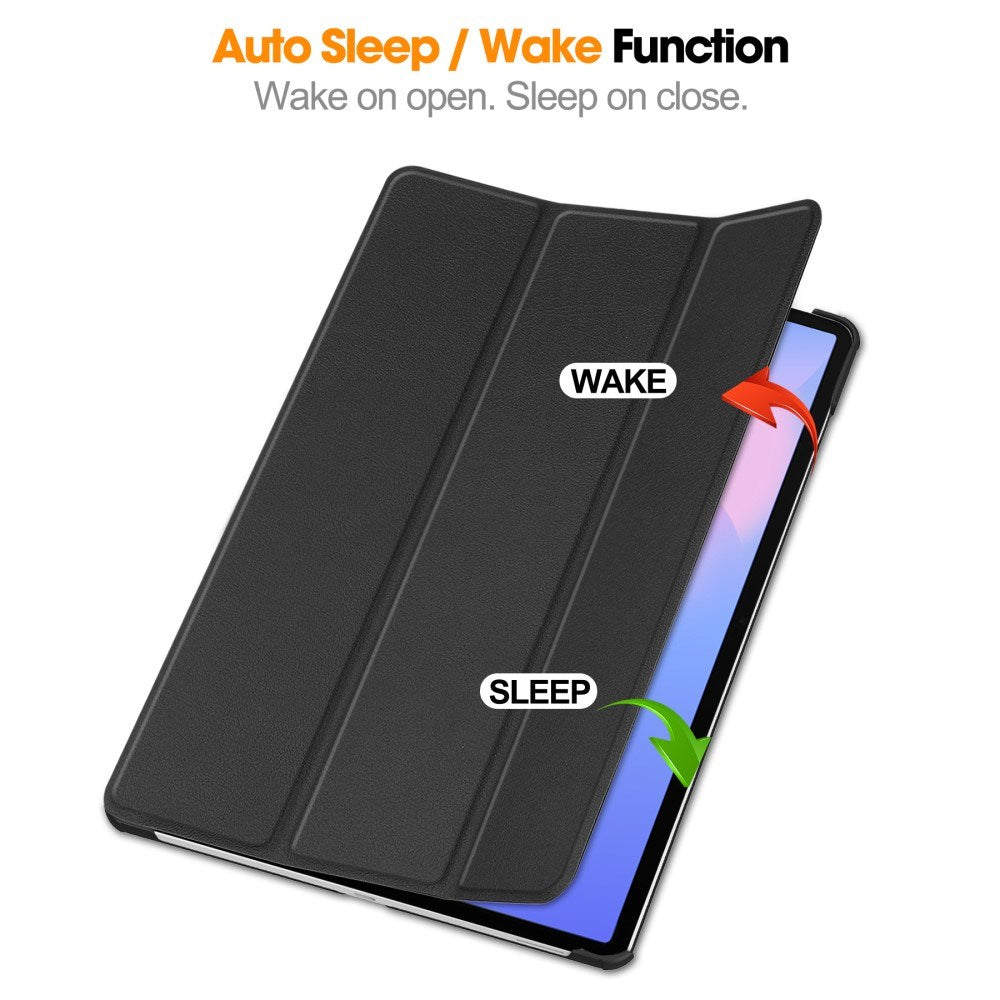 EIDERWOOD Samsung Galaxy Tab S10 FE+ (Plus) Kunstskinn Flip Deksel m. Stativfunksjon & Pencil Holder - Svart