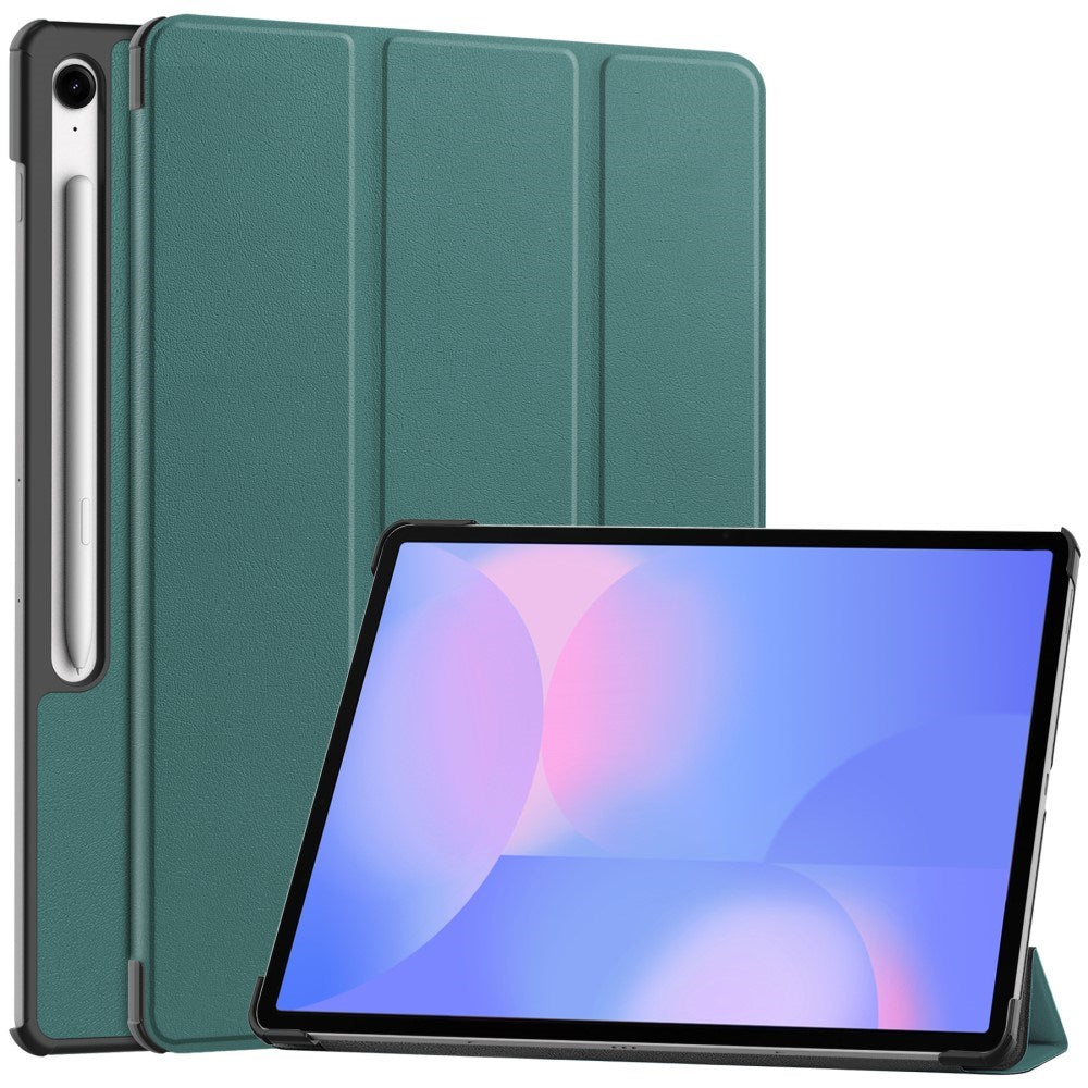 EIDERWOOD Samsung Galaxy Tab S10 FE+ (Plus) Kunstskinn Flip Deksel m. Stativfunksjon & Pencil Holder - Grønn