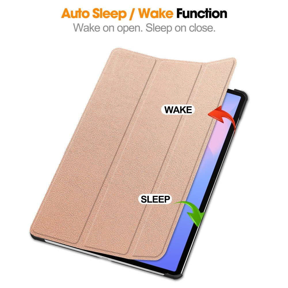 EIDERWOOD Samsung Galaxy Tab S10 FE+ (Plus) Kunstskinn Flip Deksel m. Stativfunksjon & Pencil Holder - Rose Gold