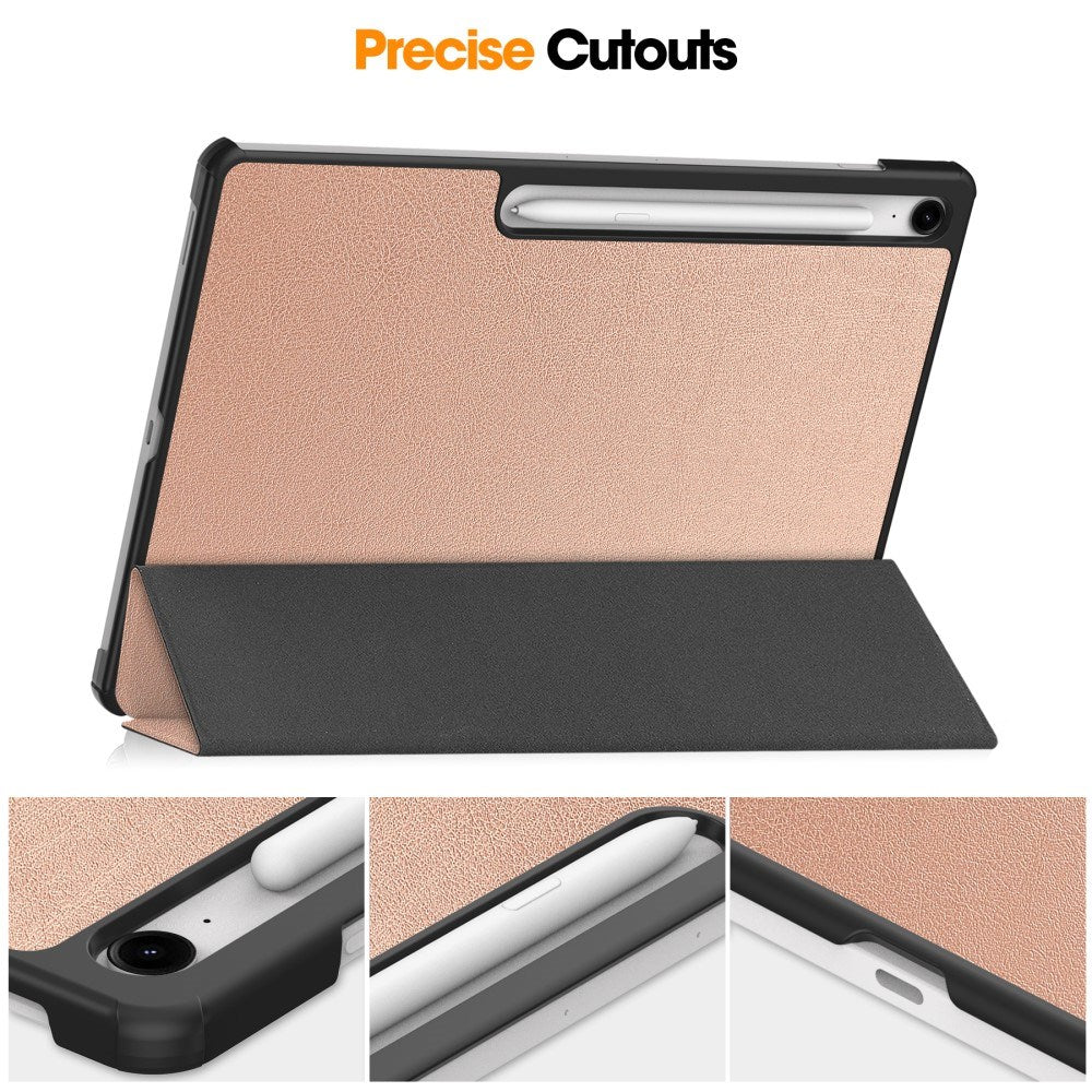 EIDERWOOD Samsung Galaxy Tab S10 FE+ (Plus) Kunstskinn Flip Deksel m. Stativfunksjon & Pencil Holder - Rose Gold