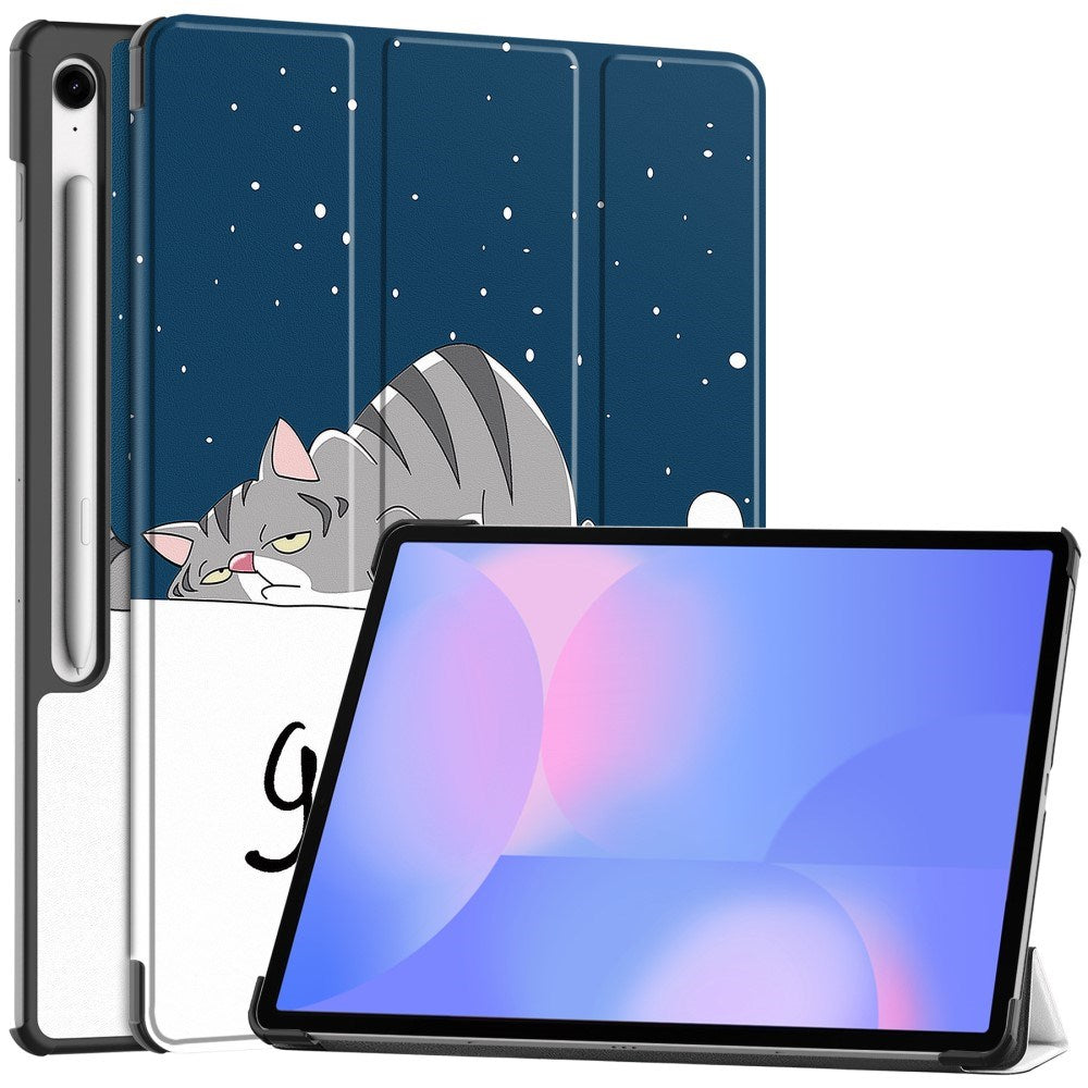 EIDERWOOD Samsung Galaxy Tab S10 FE+ (Plus) Tri-Fold Kunstskinn Flip Deksel m. Mønster - Katt