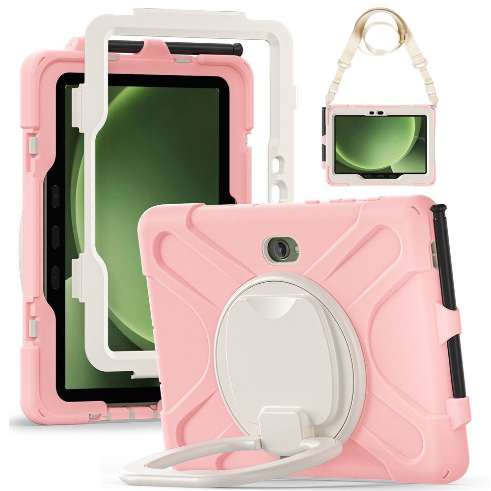 Samsung Galaxy Tab Active5 Pro / Active4 Pro EIDERWOOD Hybrid Plast Barne Deksel m. Kickstand & Stropp - Rosa