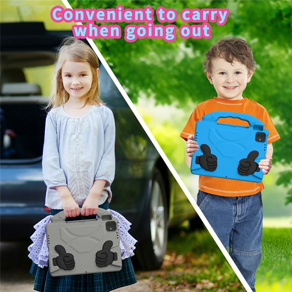 EIDERWOOD iPad Pro 11" (2025 - 2018) / Air (2022 / 2020) Barn Deksel m. Thumb Kickstand - Grå