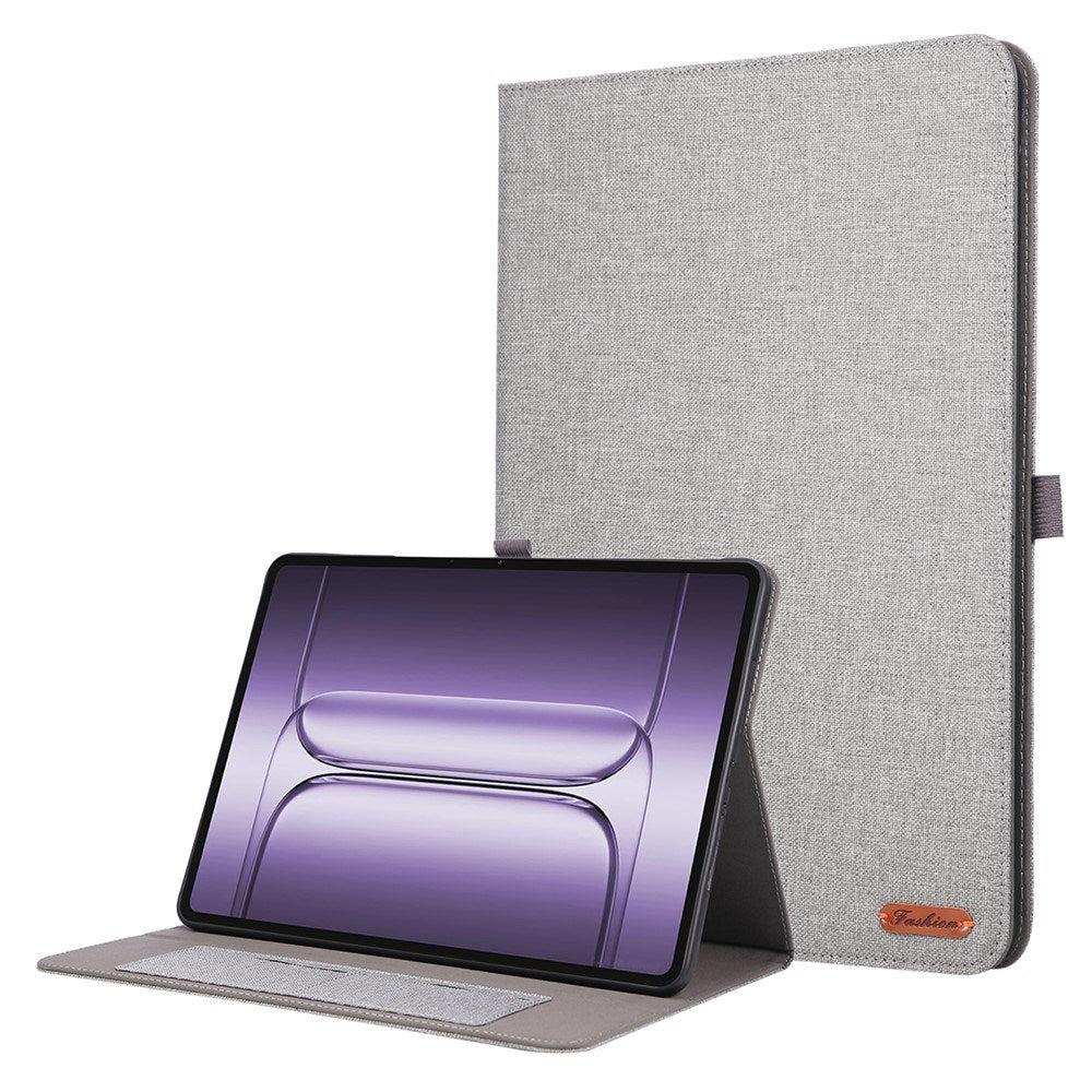 OnePlus Pad 3 Kunstskinn Flip Deksel m. Kortholder & Ståfunksjon - Grå