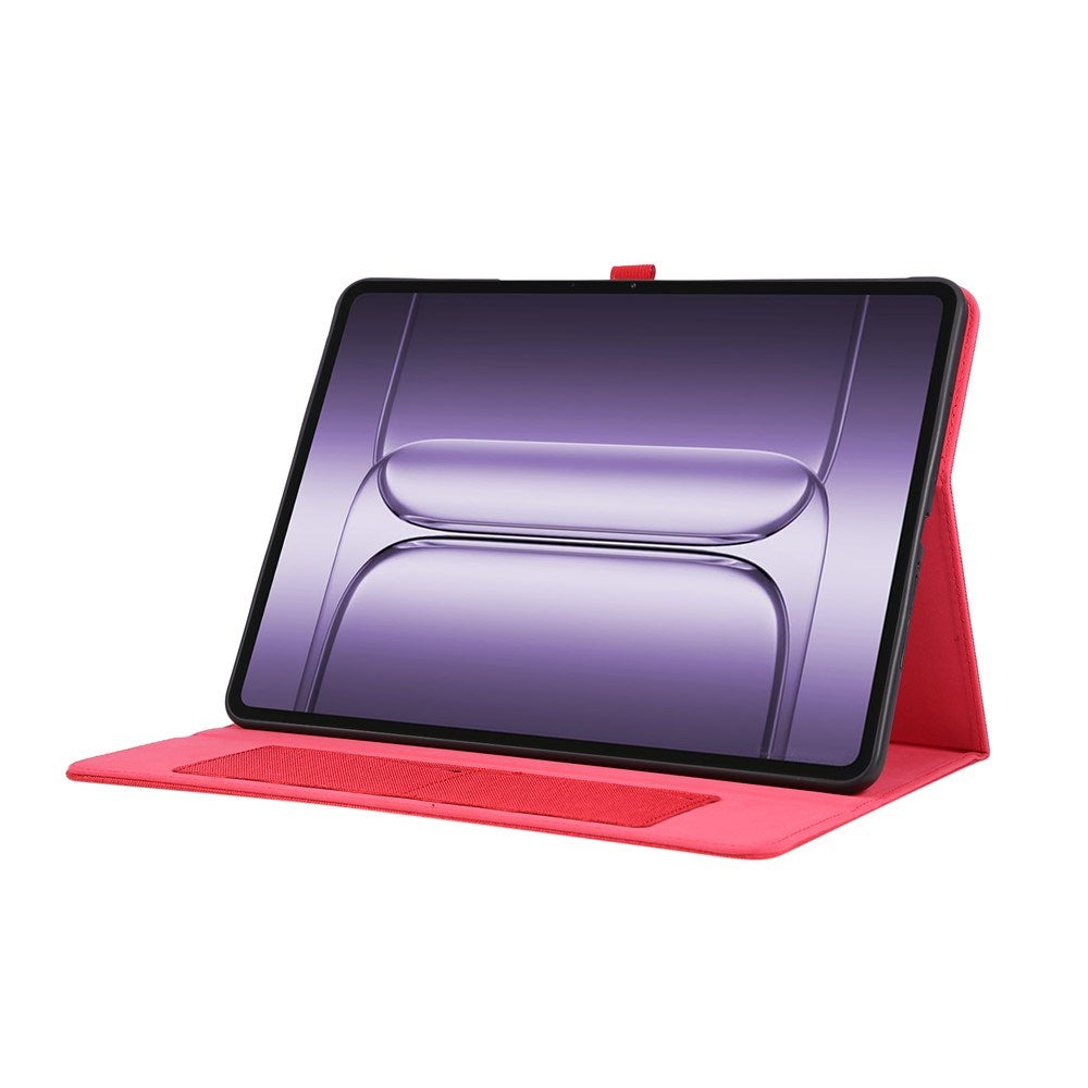 OnePlus Pad 3 Kunstskinn Flip Deksel m. Kortholder & Ståfunksjon - Rød