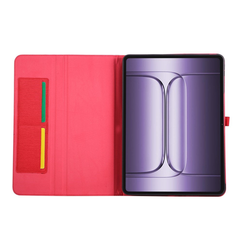 OnePlus Pad 3 Kunstskinn Flip Deksel m. Kortholder & Ståfunksjon - Rød