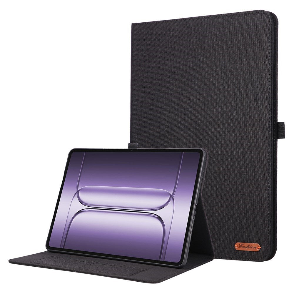 OnePlus Pad 3 Kunstskinn Flip Deksel m. Kortholder & Ståfunksjon - Svart