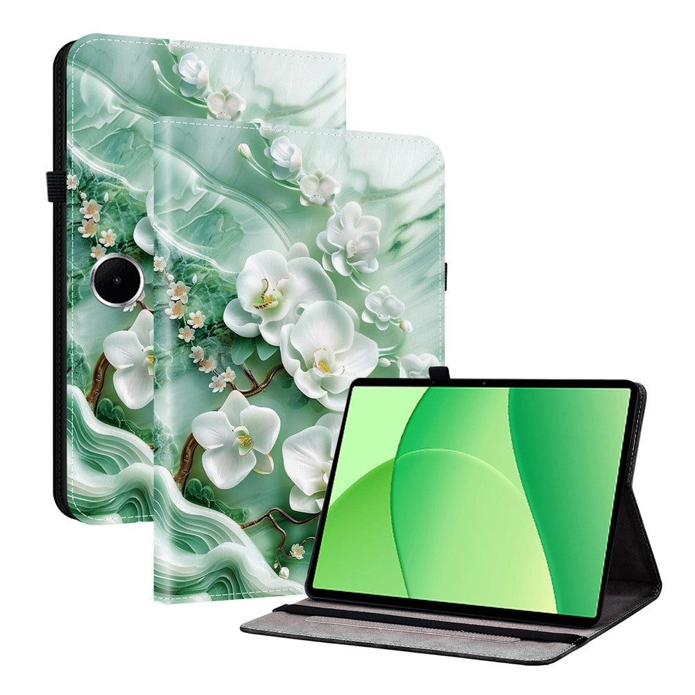 OnePlus Pad Lite EIDERWOOD Kunstskinn Flipp Deksel med Motiv - Blomster / Hvit