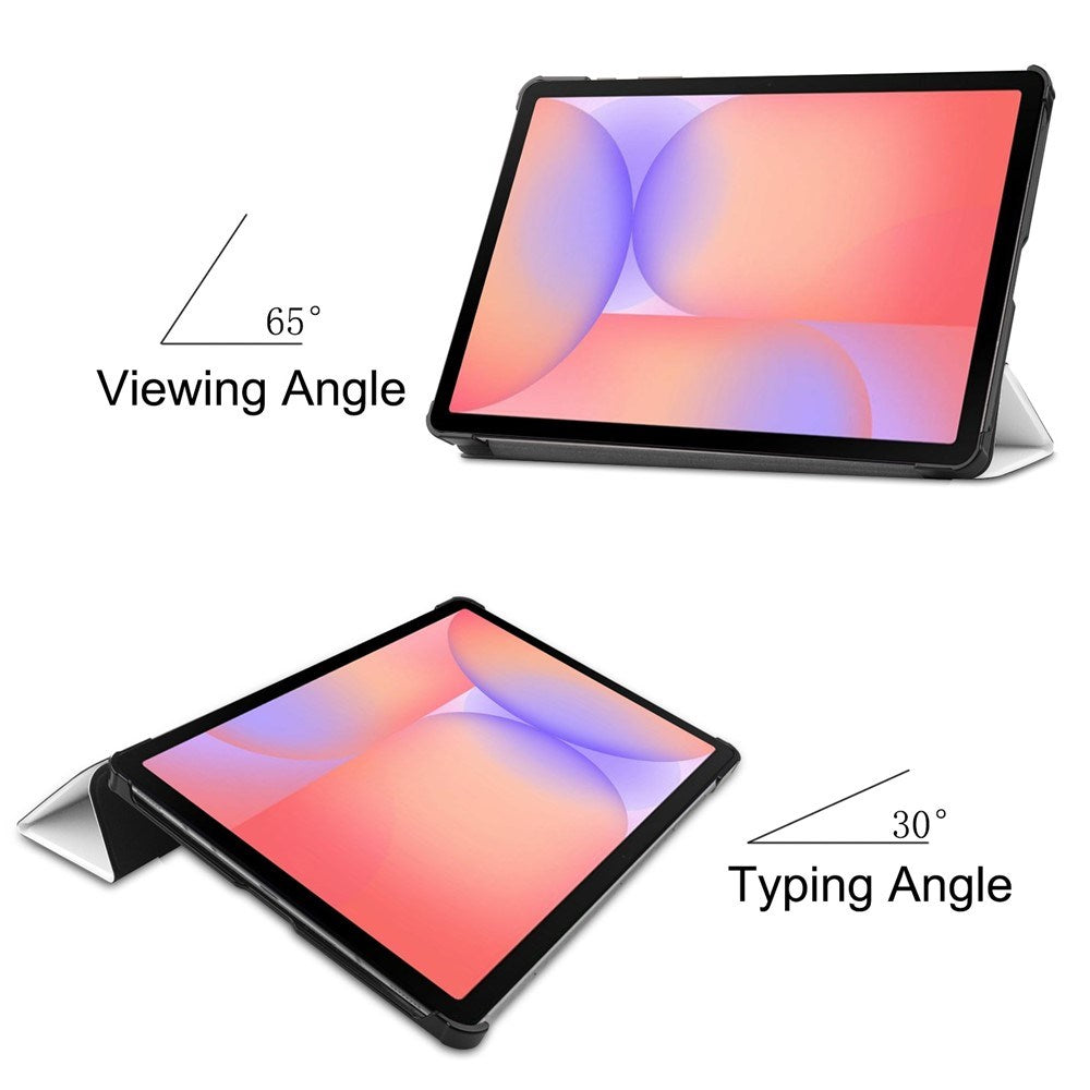 EIDERWOOD Samsung Galaxy Tab S11 / S10 Lite Tri-Fold Kunstskinn Flip Deksel – Hvit