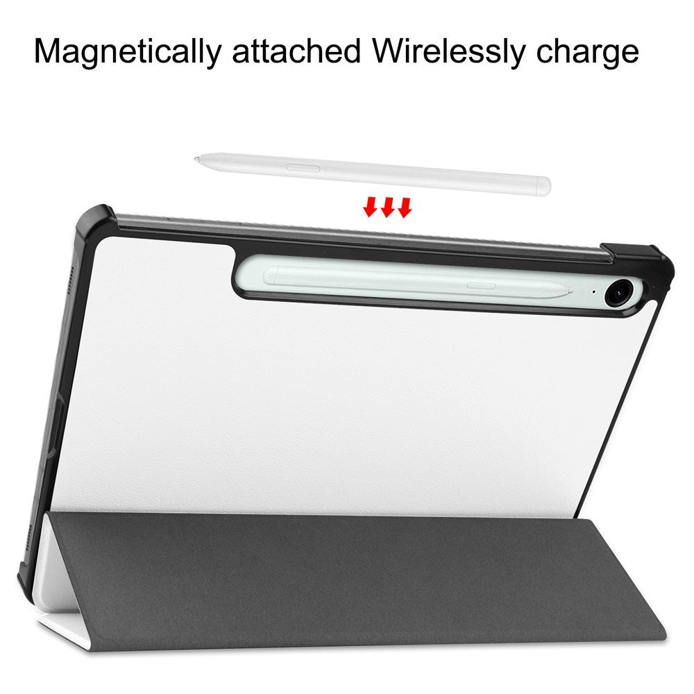 EIDERWOOD Samsung Galaxy Tab S11 / S10 Lite Tri-Fold Kunstskinn Flip Deksel – Hvit