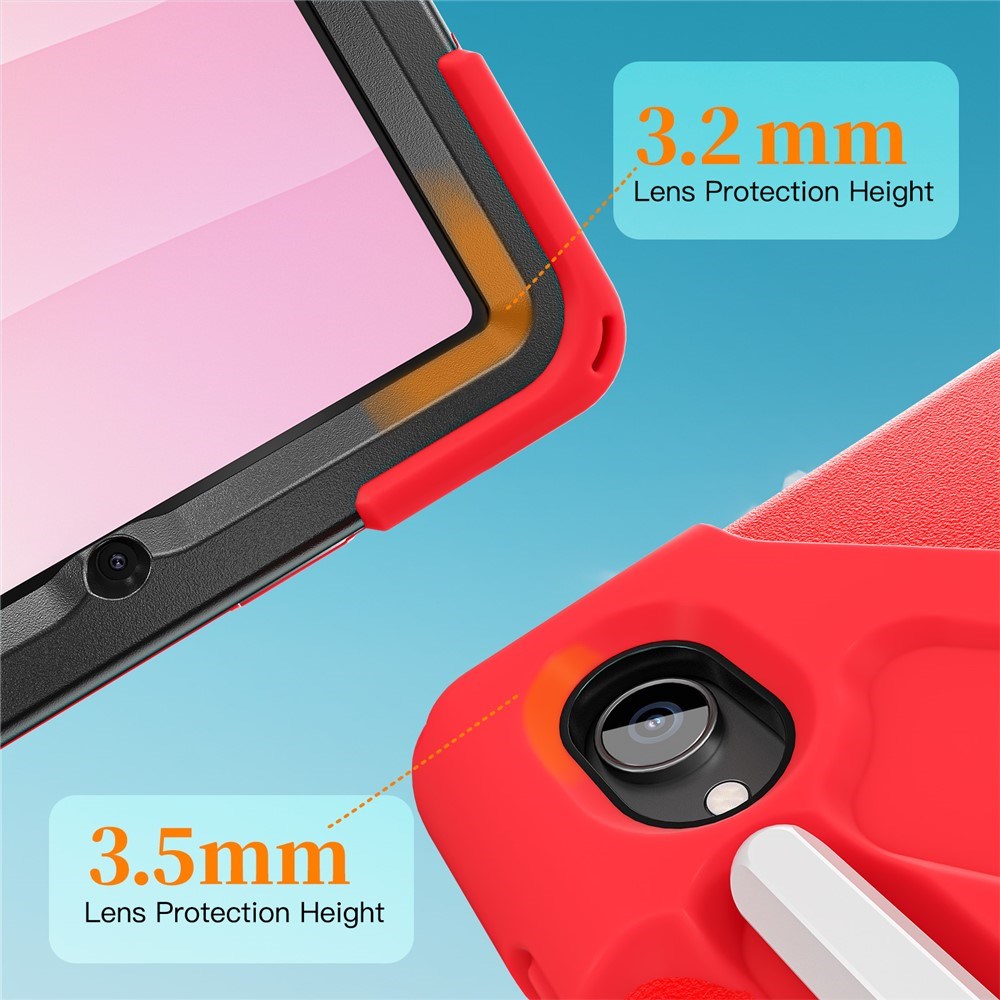 EIDERWOOD Samsung Galaxy Tab S11 Støtsikkert Deksel med 360 Graders Roterbar Støtte & Borrelåsstropp - Rød