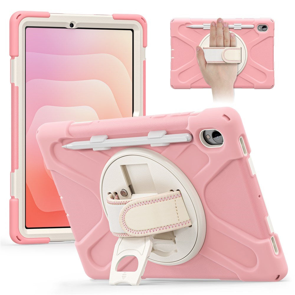 EIDERWOOD Samsung Galaxy Tab S11 Støtsikkert Deksel med 360 Graders Roterbar Støtte & Borrelåsstropp - Rosa