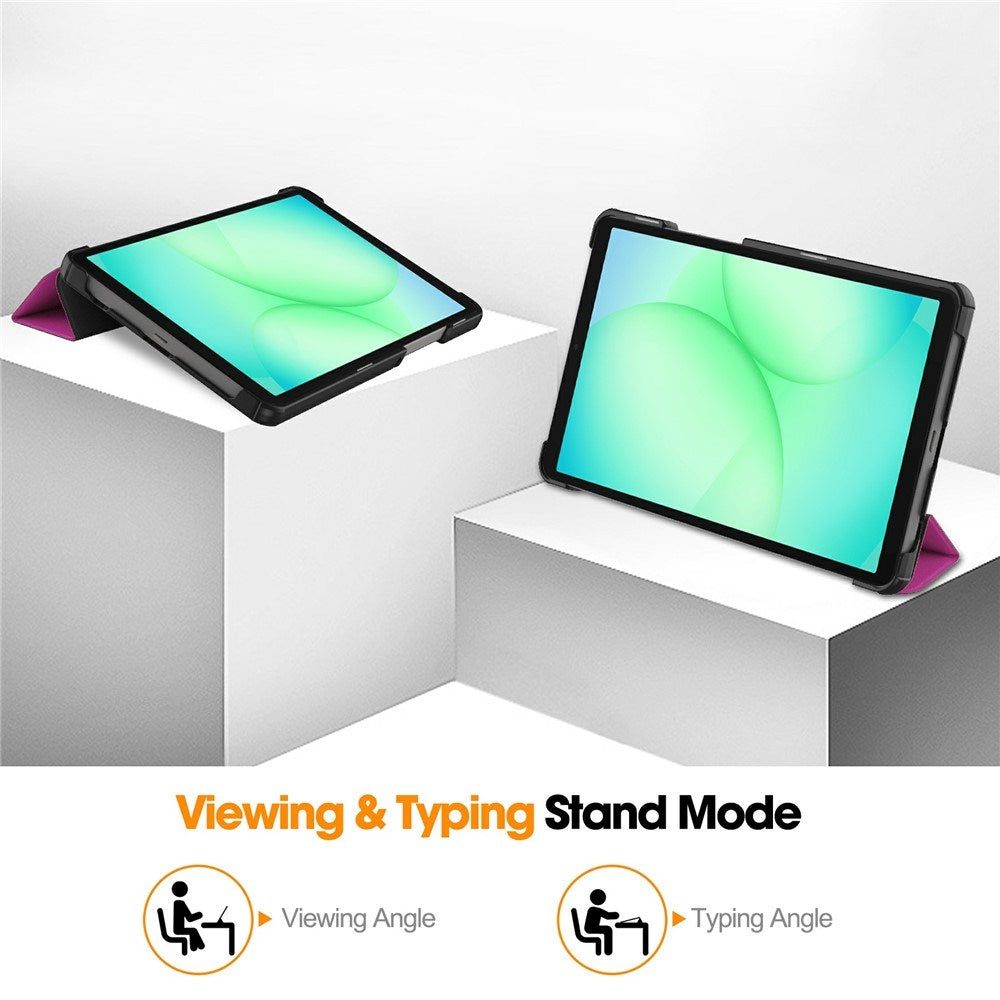 Samsung Galaxy Tab A11 EIDERWOOD Skinn Deksel m. Stativfunksjon - Lilla