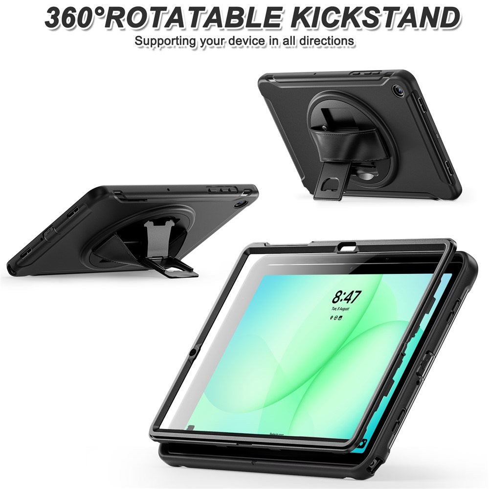 Samsung Galaxy Tab A11+ (Plus) EIDERWOOD Støtsikkert Deksel med 360 Graders Roterbar Støtte - Svart