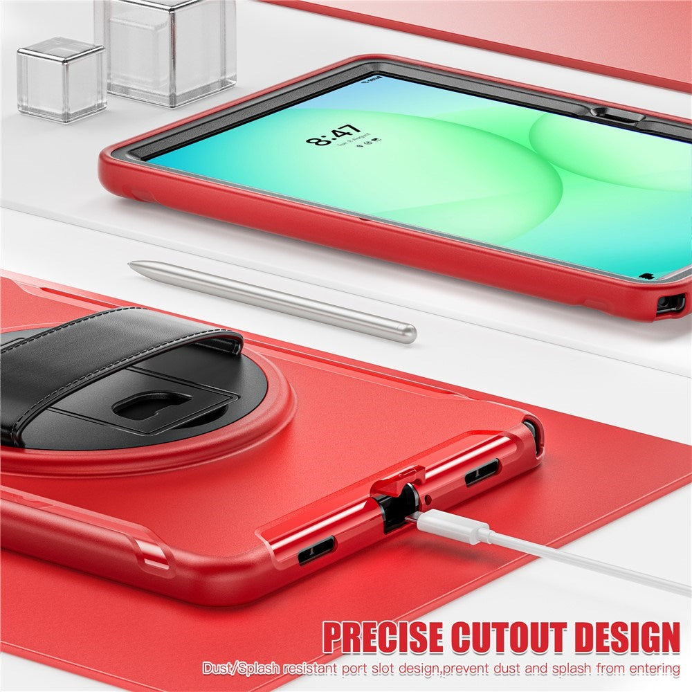 Samsung Galaxy Tab A11+ (Plus) EIDERWOOD Støtsikkert Deksel med 360 Graders Roterbar Støtte - Rød