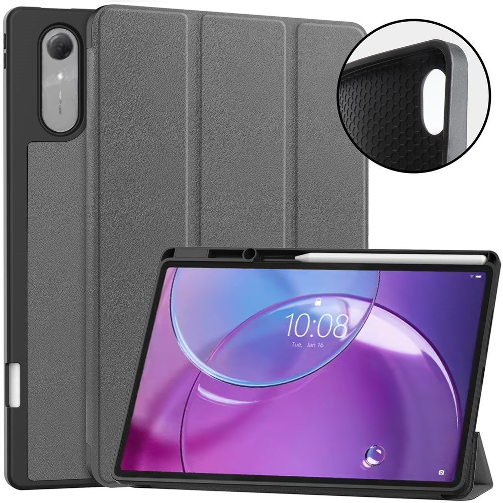 Lenovo Idea Tab Pro (2. Gen.) 13" EIDERWOOD Kunstskinn Flip Deksel m. Stativfunksjon & Pencil Holder - Grå